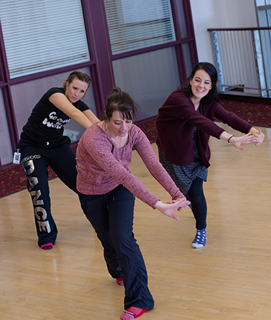 women practicing dance