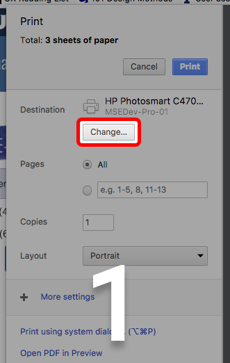 Click Change printer destination