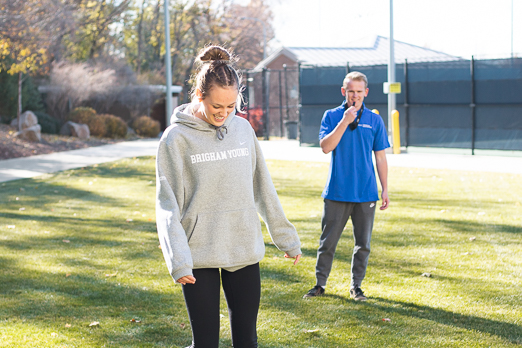 Woman practice with help from coach