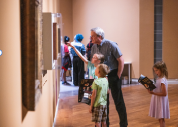 Kids looking at artwork