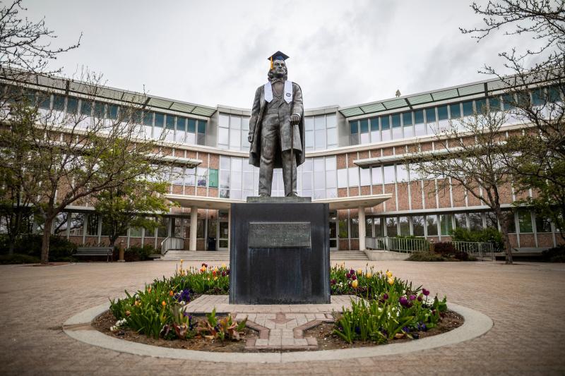 Brigham Young with graduation hat